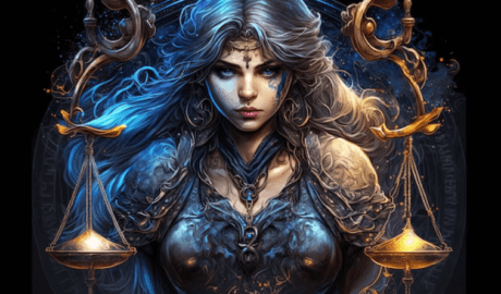 Art work of zodiac sign Libra woman with scales
