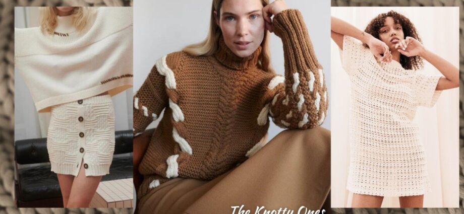 image with 3 images of models wearing knitwear from sustainable fashion brand The Knotty Ones